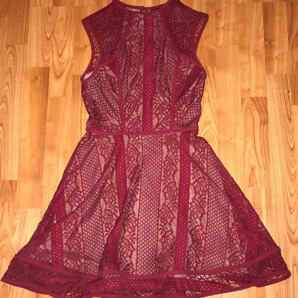Windsor High Neck Red Lace Dress